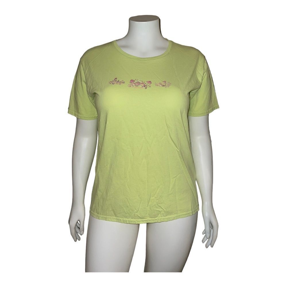 Columbia Womens Yellow Beach Themed Graphic T-Shirt Pink Extra Large EUC
